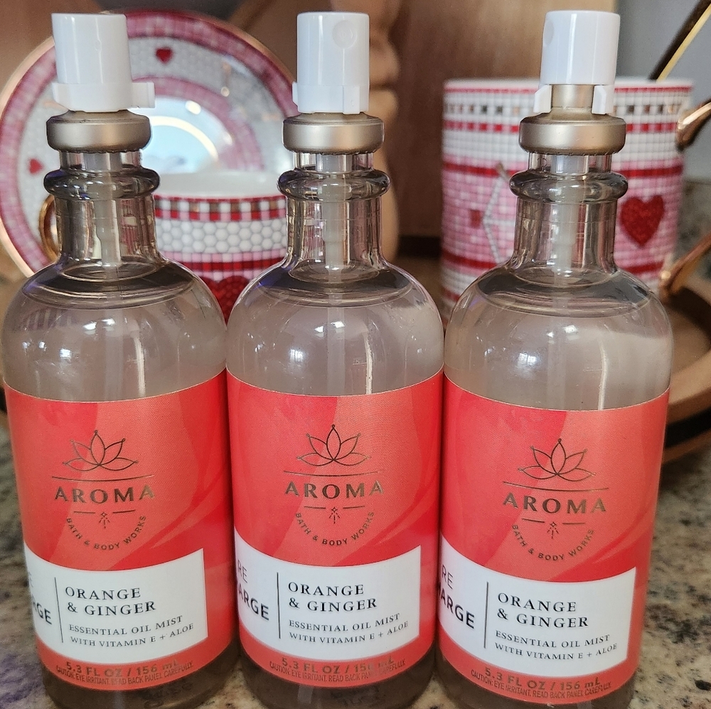 NWT Bath & Body Works Aroma ReCharge Orange & Ginger Essential Oil Mist Bundle